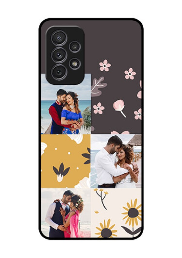 Galaxy A52s 5G Photo Printing on Glass Case - 3 Images with Floral Design