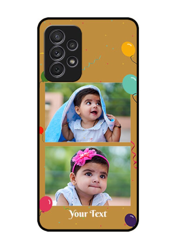 Galaxy A52s 5G Personalized Glass Phone Case - Image Holder with Birthday Celebrations Design