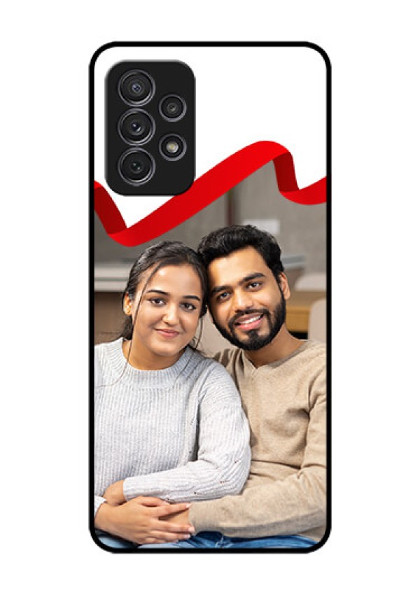 Galaxy A52s 5G Photo Printing on Glass Case - Red Ribbon Frame Design