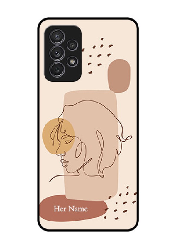 Galaxy A52S 5G Photo Printing on Glass Case - Calm Woman line art Design