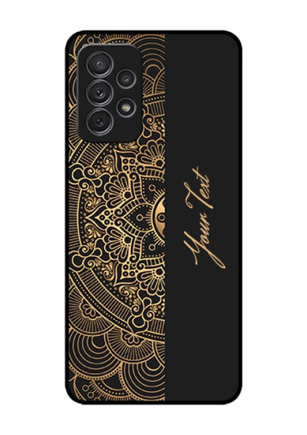 Galaxy A52S 5G Photo Printing on Glass Case - Mandala art with custom text Design