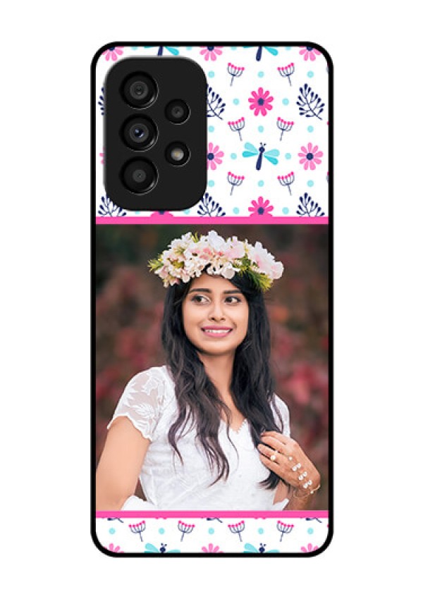Galaxy A53 5G Photo Printing on Glass Case - Colorful Flower Design