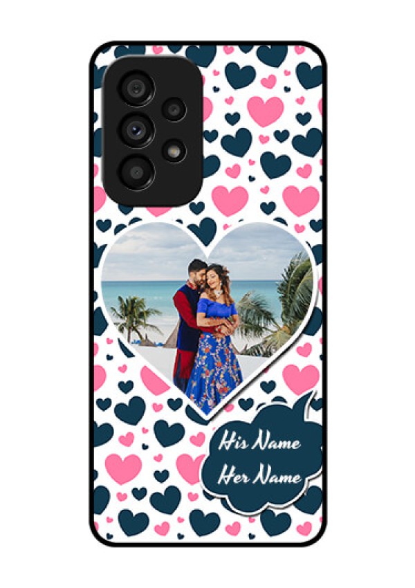 Galaxy A53 5G Custom Glass Phone Case - Pink & Blue Heart Design