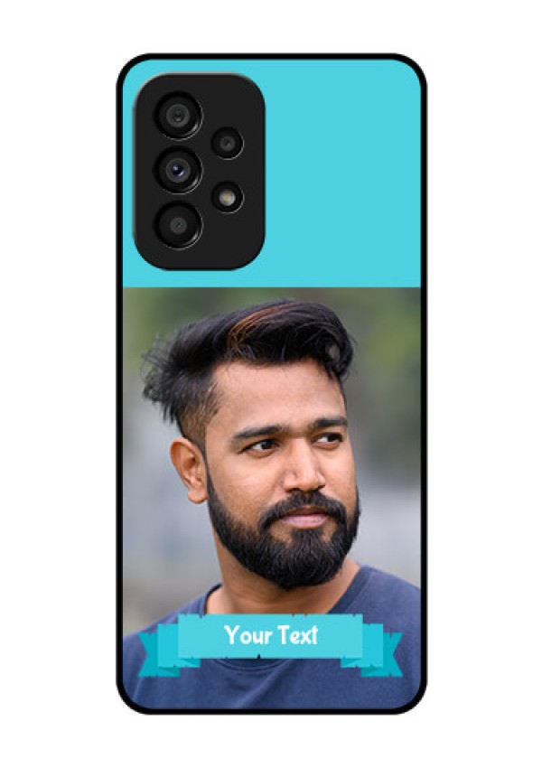 Galaxy A53 5G Personalized Glass Phone Case - Simple Blue Color Design
