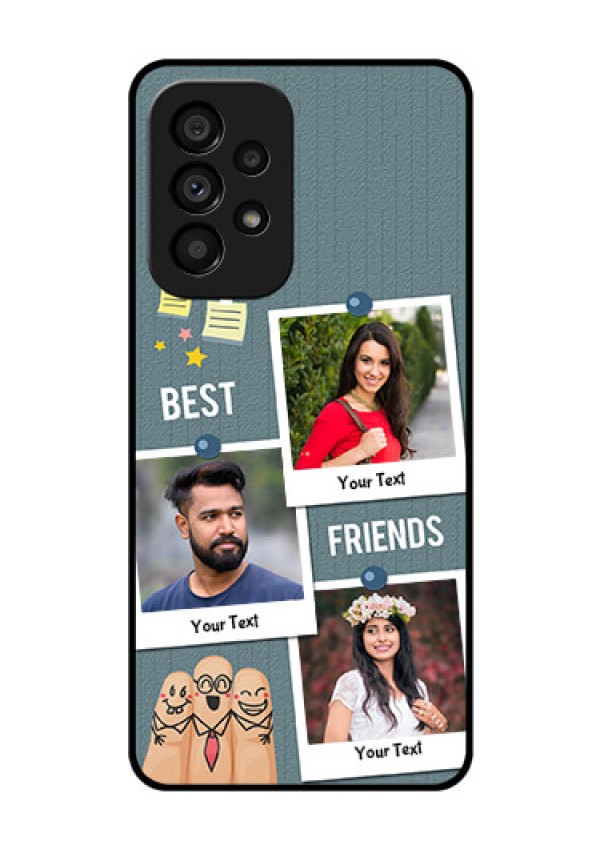 Galaxy A53 5G Personalized Glass Phone Case - Sticky Frames and Friendship Design