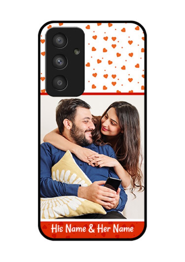 Galaxy A54 5G Custom Glass Phone Case - Orange Love Symbol Design