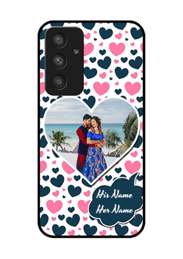 Galaxy A54 5G Custom Glass Phone Case - Pink & Blue Heart Design