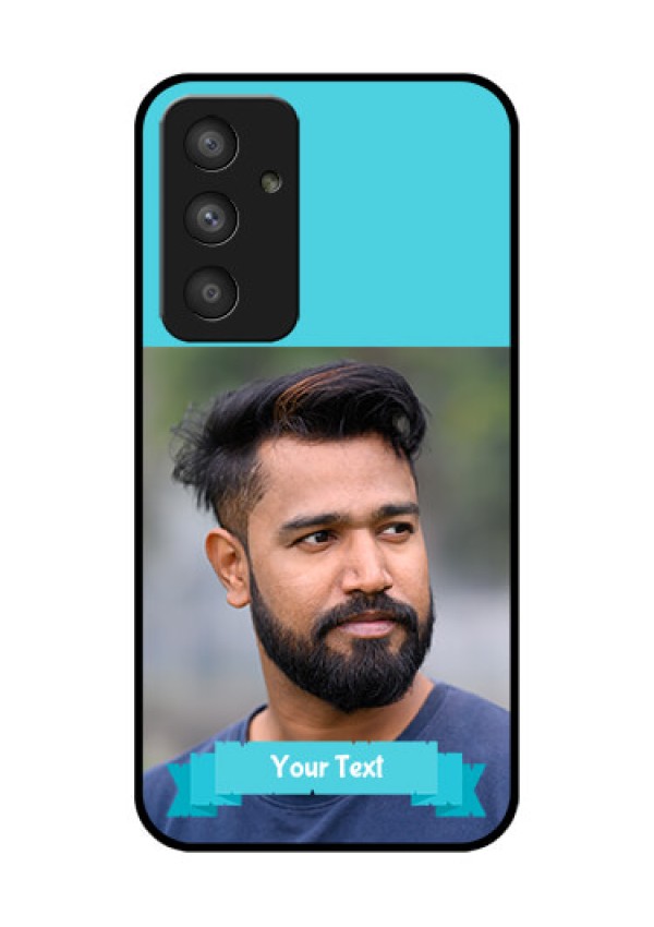Galaxy A54 5G Personalized Glass Phone Case - Simple Blue Color Design