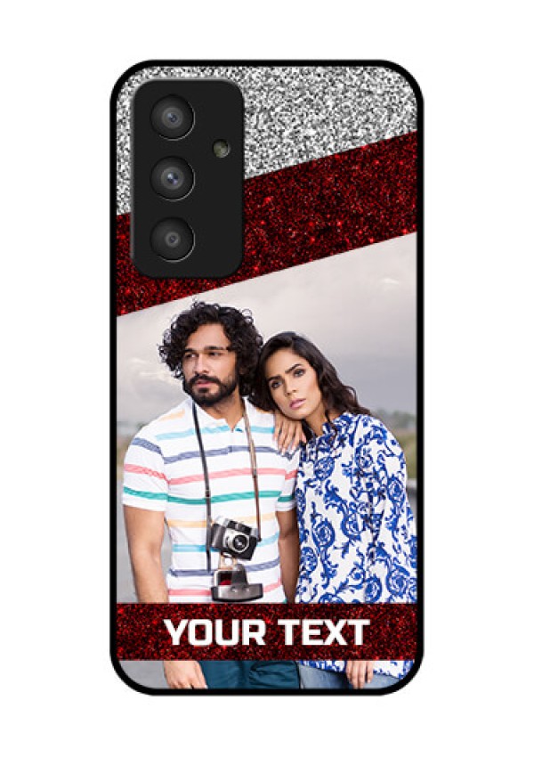 Galaxy A54 5G Personalized Glass Phone Case - Image Holder with Glitter Strip Design