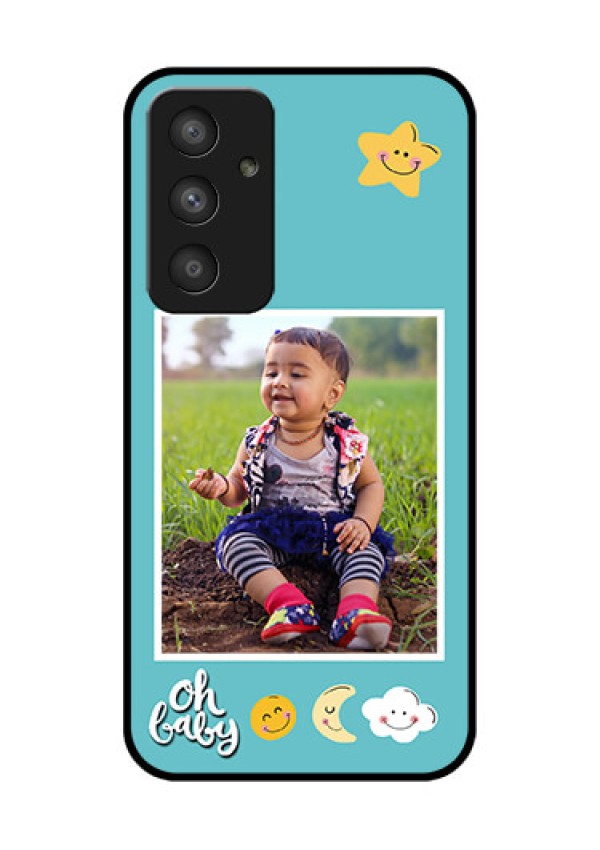 Galaxy A54 5G Personalized Glass Phone Case - Smiley Kids Stars Design