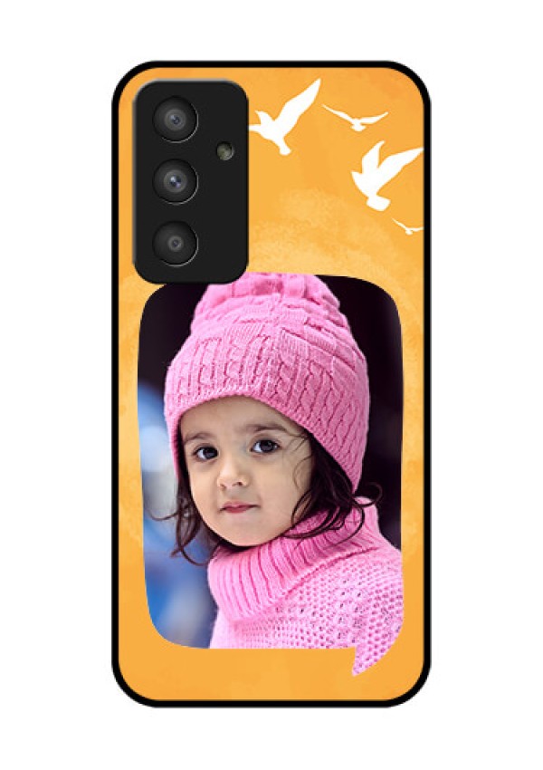 Galaxy A54 5G Personalized Glass Phone Case - Water Color Design with Bird Icons