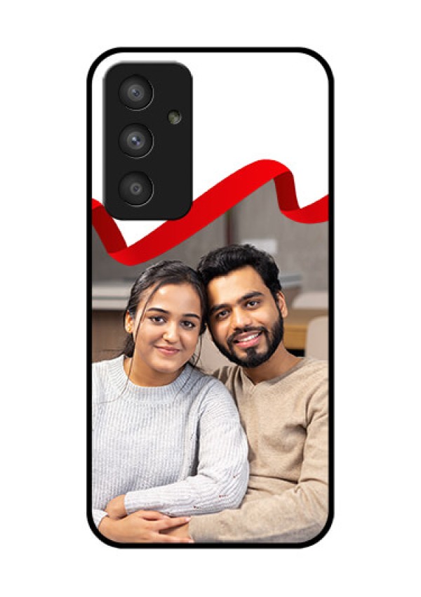 Galaxy A54 5G Photo Printing on Glass Case - Red Ribbon Frame Design