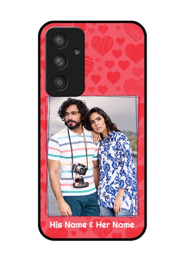 Galaxy A54 5G Photo Printing on Glass Case - with Red Heart Symbols Design