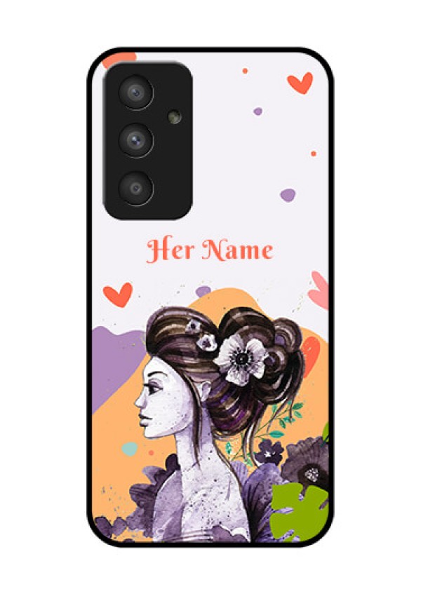Galaxy A54 5G Personalized Glass Phone Case - Woman And Nature Design
