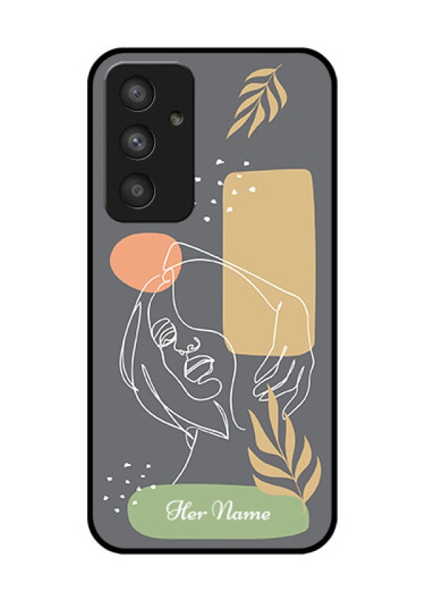 Galaxy A54 5G Custom Glass Phone Case - Gazing Woman line art Design