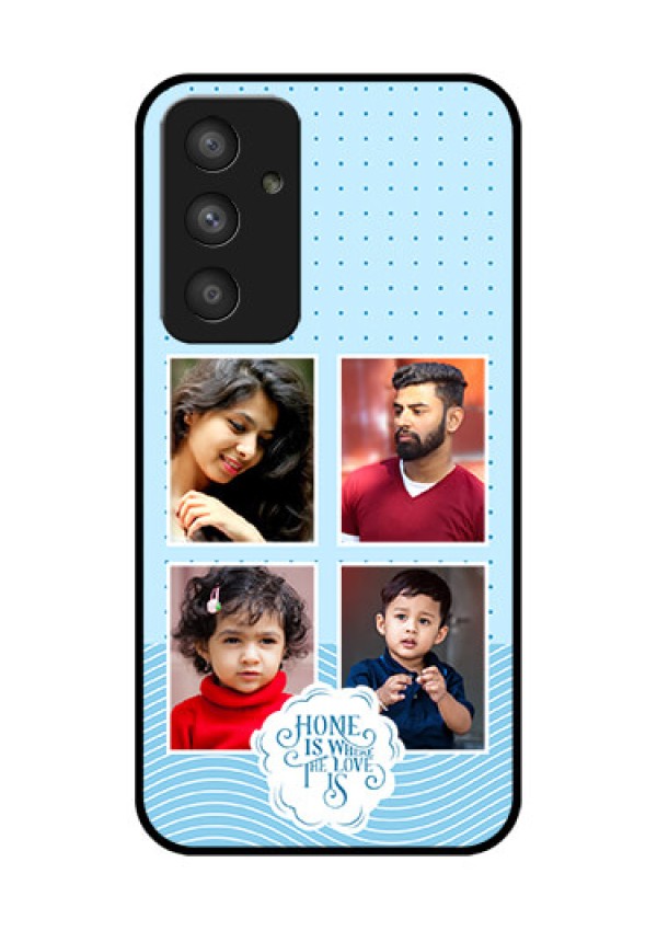 Galaxy A54 5G Custom Glass Phone Case - Cute love quote with 4 pic upload Design
