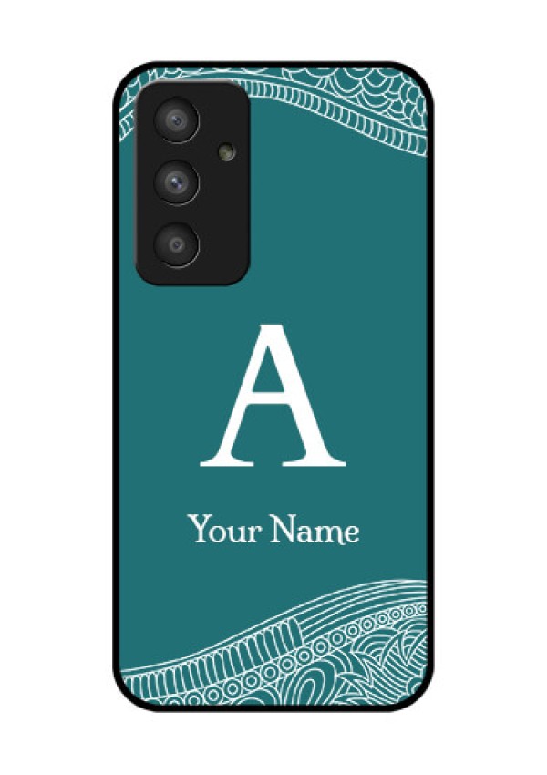 Galaxy A54 5G Personalized Glass Phone Case - line art pattern with custom name Design