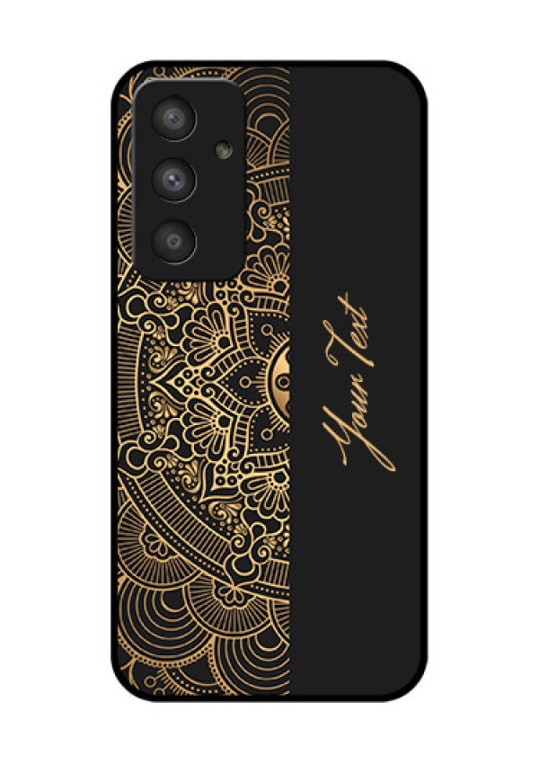 Galaxy A54 5G Photo Printing on Glass Case - Mandala art with custom text Design