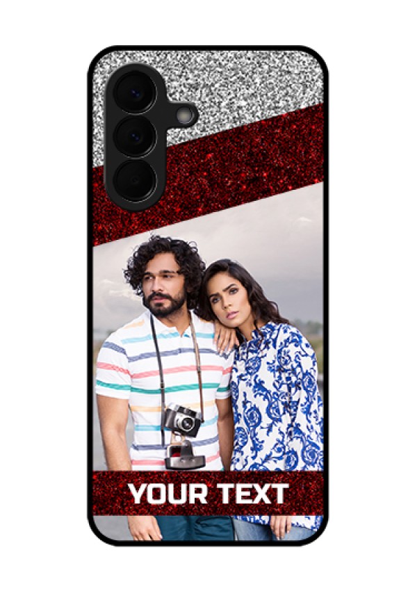 Samsung Galaxy A57 5G Custom Glass Phone Case - Image Holder With Glitter Strip Design
