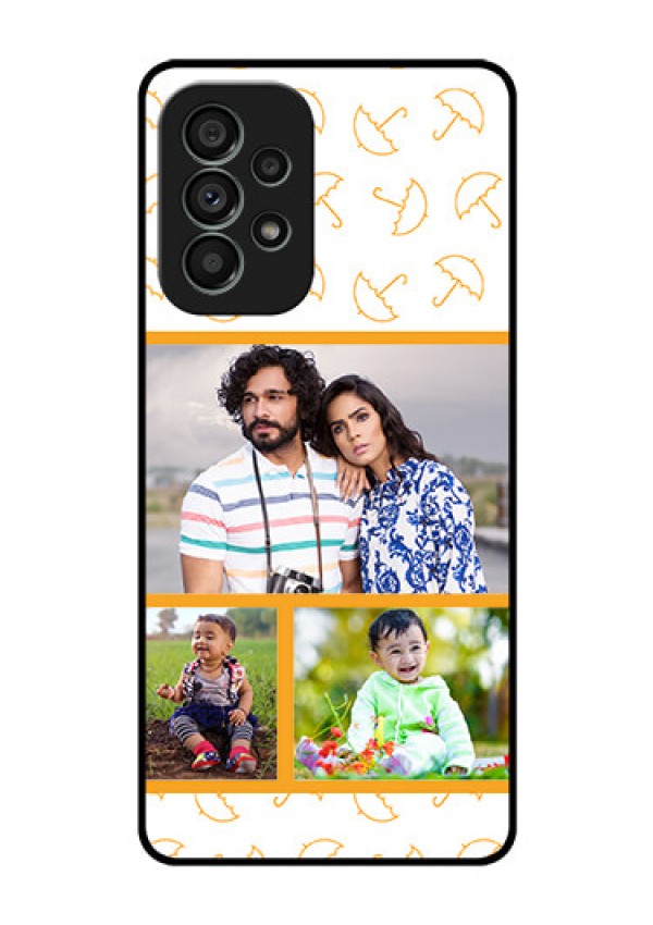 Galaxy A73 5G Custom Glass Mobile Case - Yellow Pattern Design