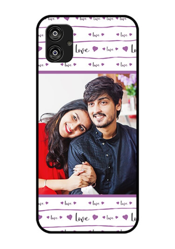 Samsung Galaxy F04 Custom Glass Mobile Case - Couples Heart Design