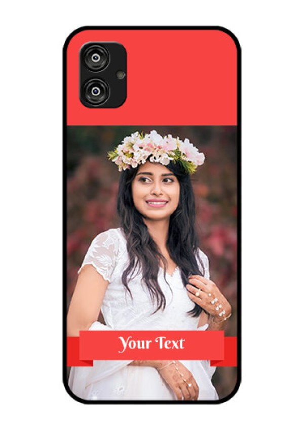 Samsung Galaxy F04 Custom Glass Phone Case - Simple Red Color Design