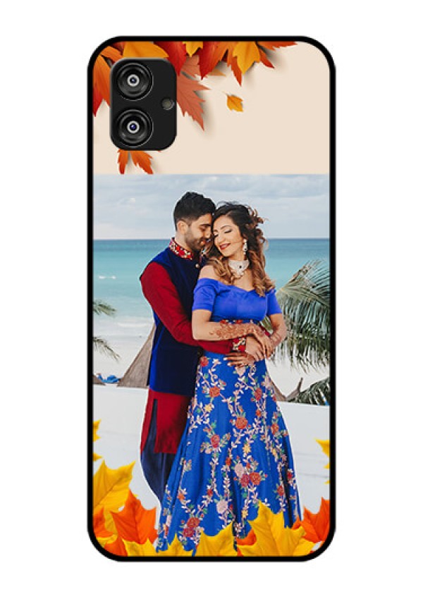 Samsung Galaxy F04 Photo Printing on Glass Case - Autumn Maple Leaves Design