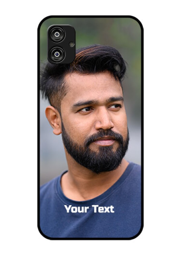 Samsung Galaxy F04 Glass Mobile Cover: Photo with Text