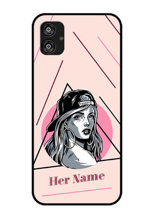 Galaxy F04 Personalized Glass Phone Case - Rockstar Girl Design