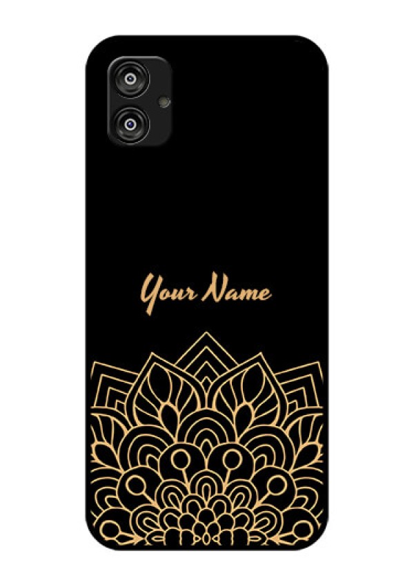 Galaxy F04 Custom Glass Phone Case - Golden mandala Design