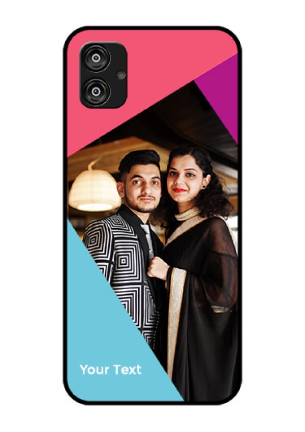 Galaxy F04 Custom Glass Mobile Case - Stacked Triple colour Design