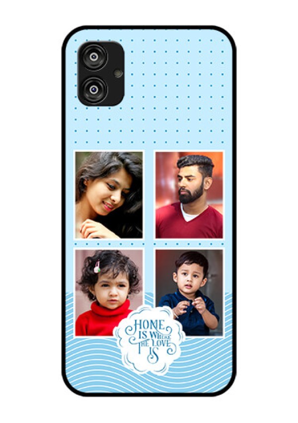 Galaxy F04 Custom Glass Phone Case - Cute love quote with 4 pic upload Design