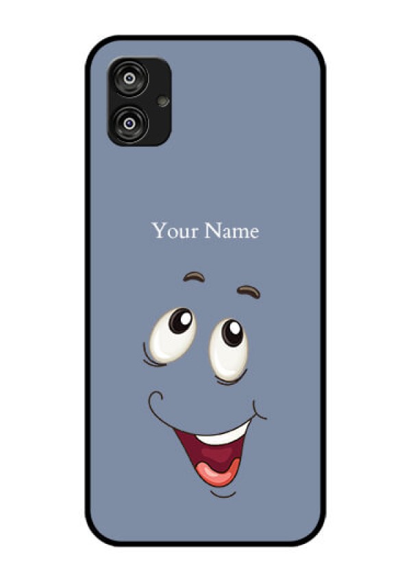 Galaxy F04 Photo Printing on Glass Case - Laughing Cartoon Face Design