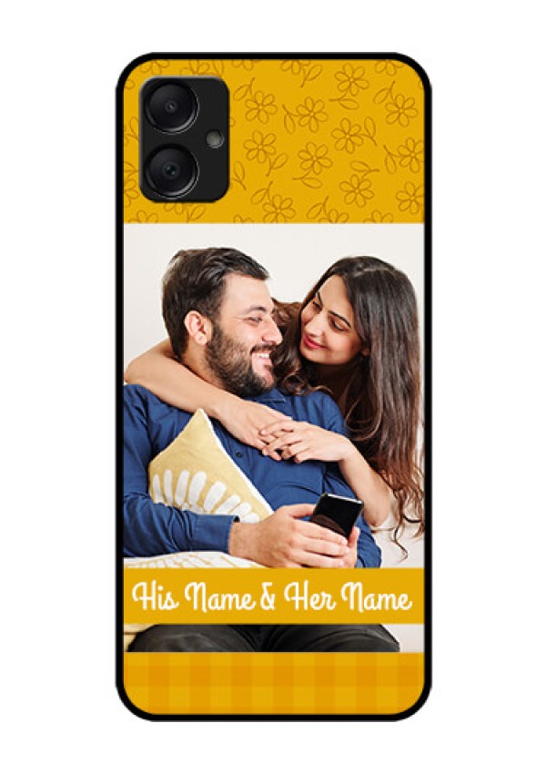 Galaxy F05 Custom Glass Phone Case - Yellow Floral Design