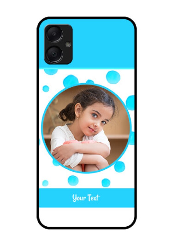 Galaxy F05 Custom Glass Phone Case - Blue Bubbles Pattern Design