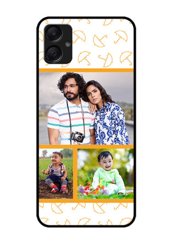 Galaxy F05 Custom Glass Phone Case - Yellow Pattern Design