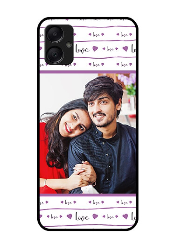 Galaxy F05 Custom Glass Phone Case - Couples Heart Design