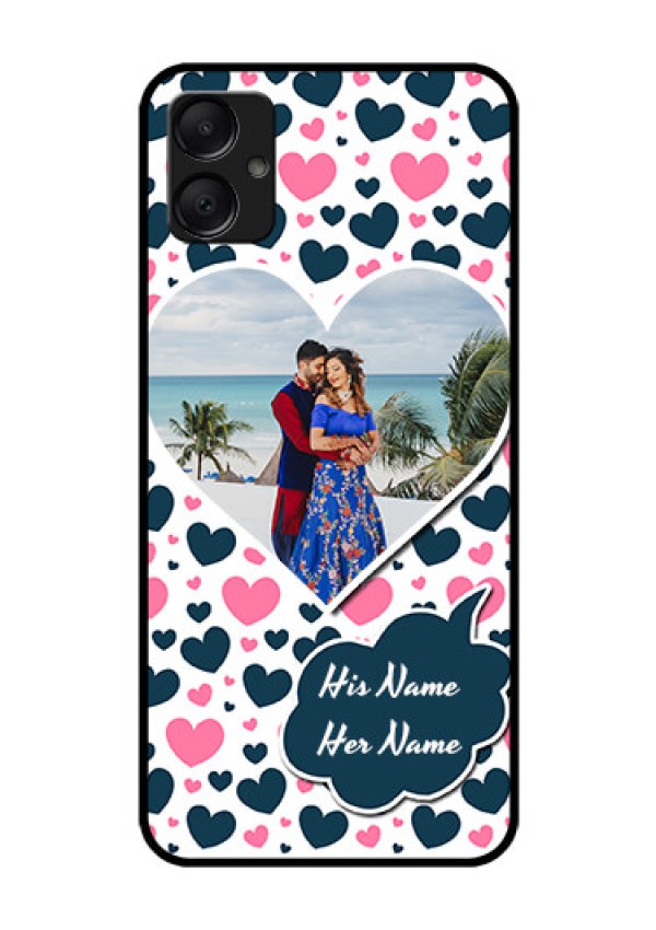 Galaxy F05 Custom Glass Phone Case - Pink and Blue Heart Design