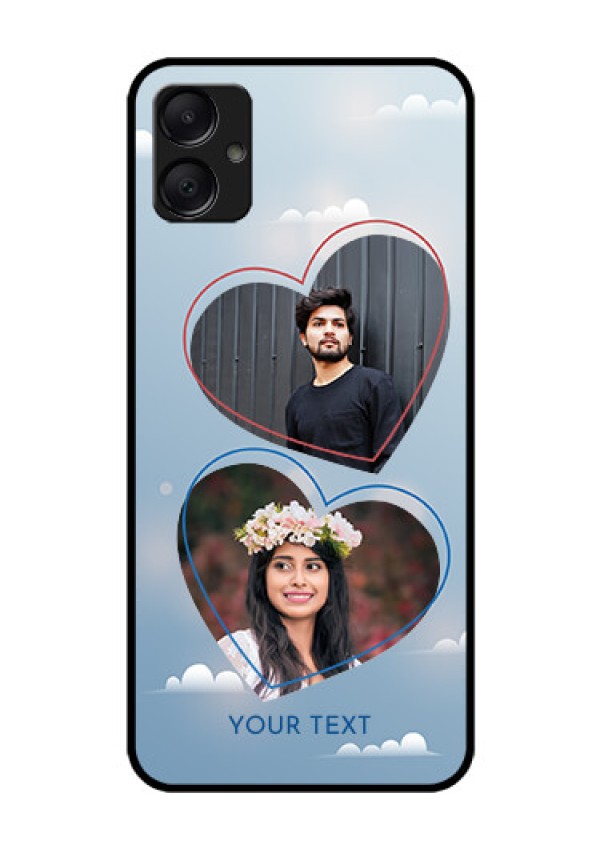 Galaxy F05 Custom Glass Phone Case - Blue Color Couple Design