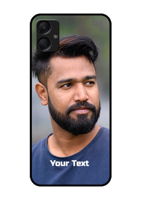 Galaxy F05 Custom Glass Phone Case - Photo With Text Design