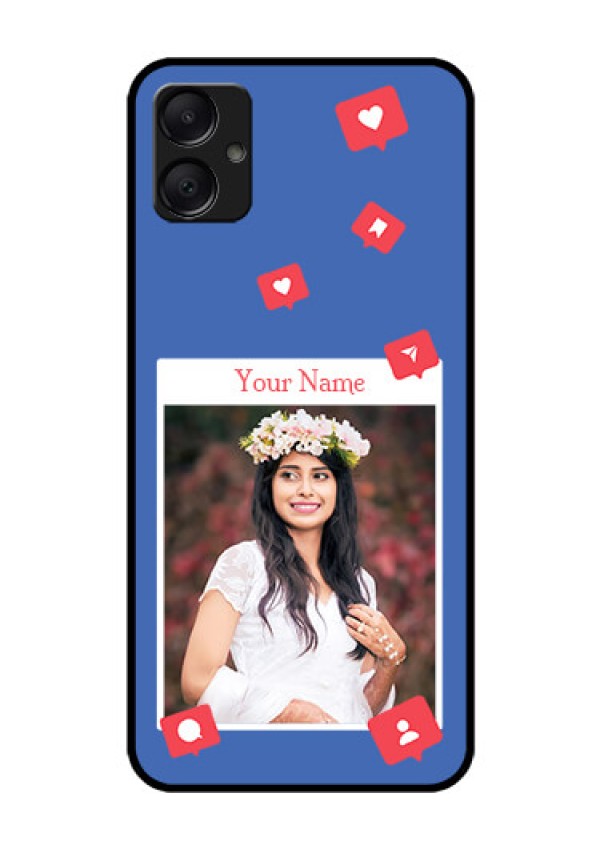 Galaxy F05 Custom Glass Phone Case - Like Share And Comment Design