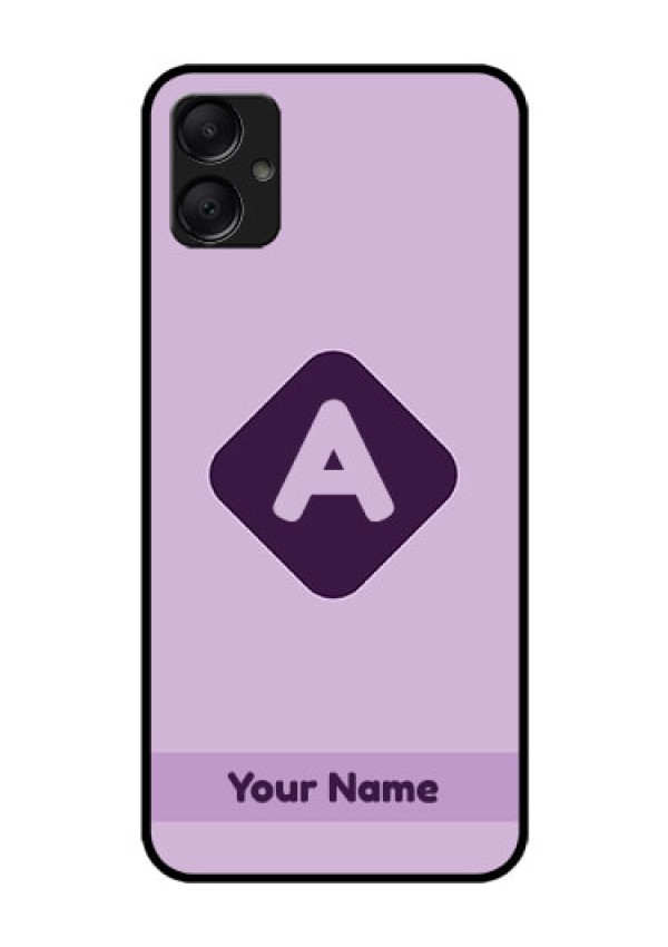 Galaxy F05 Custom Glass Phone Case - Custom Letter In Curved Badge Design