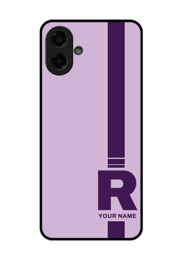 Samsung Galaxy F07 Custom Glass Phone Case - Simple Dual Tone Stripe With Name Design