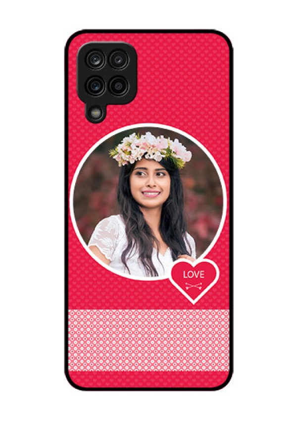 Galaxy F12 Personalised Glass Phone Case - Pink Pattern Design
