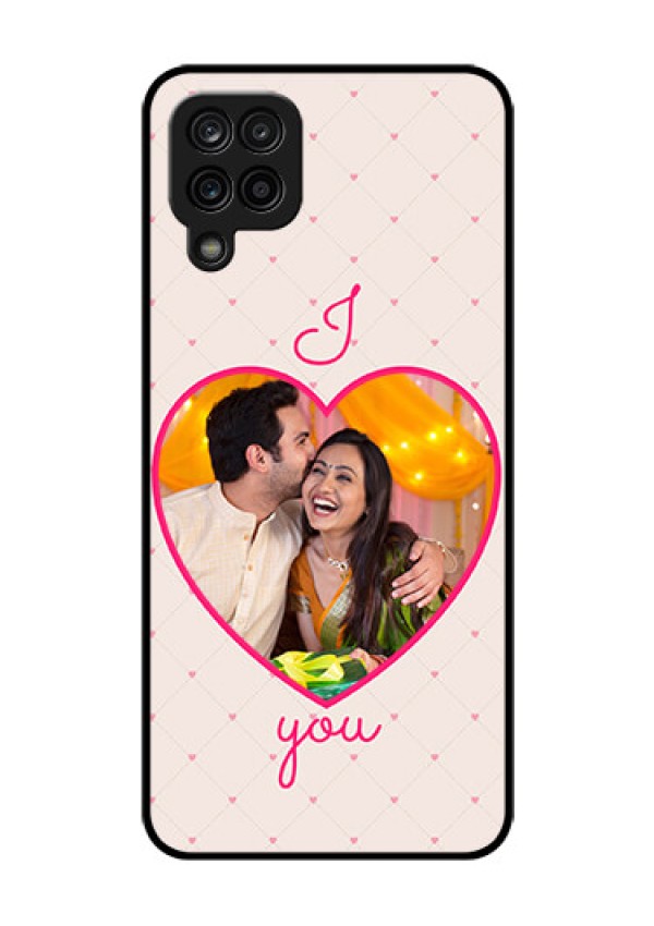 Galaxy F12 Custom Glass Mobile Case - Heart Shape Design