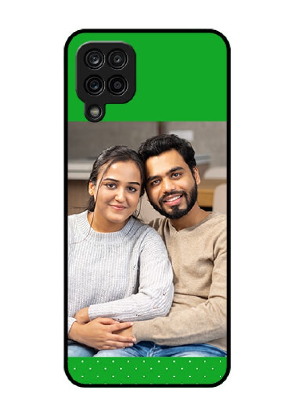 Galaxy F12 Personalized Glass Phone Case - Green Pattern Design