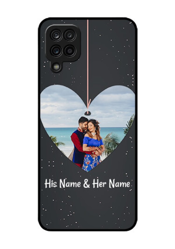 Galaxy F12 Custom Glass Phone Case - Hanging Heart Design
