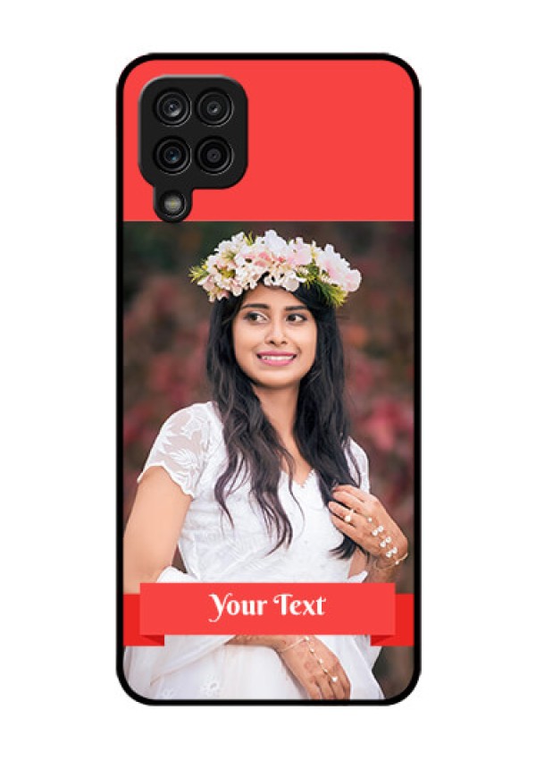 Galaxy F12 Custom Glass Phone Case - Simple Red Color Design