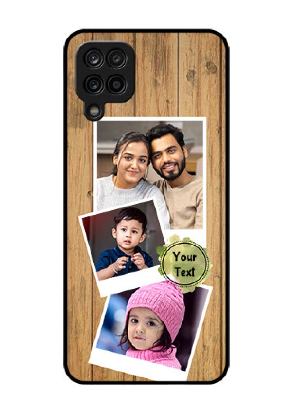 Galaxy F12 Custom Glass Phone Case - Wooden Texture Design