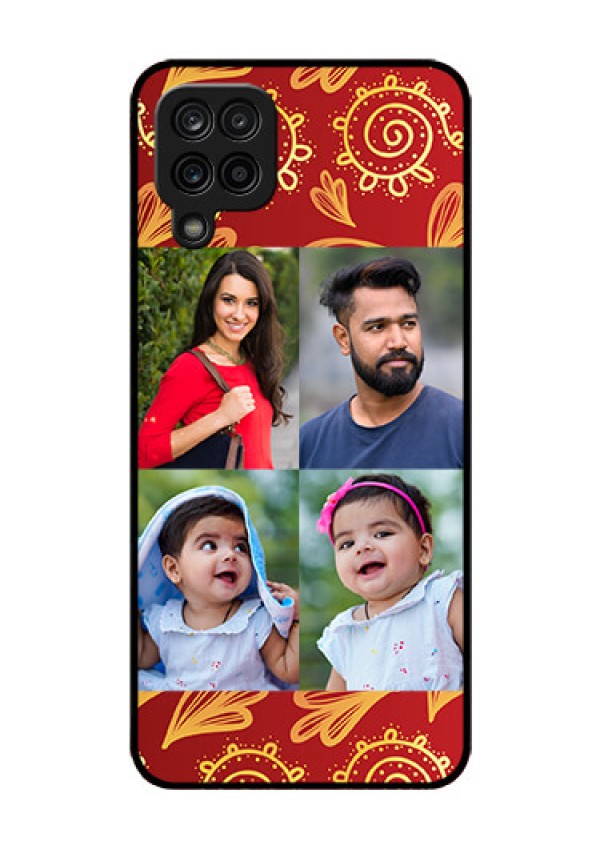 Galaxy F12 Photo Printing on Glass Case - 4 Image Traditional Design